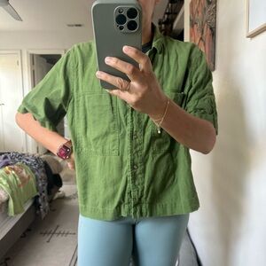 Green linen blouse